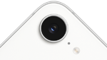 iPhone 17e, partial back exterior, white color, Fusion camera at top